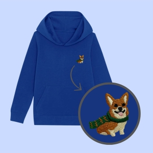 Haftowana bluza dziecięca ZIMOWY CORGI (W SZALIKU)