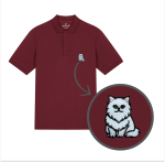 Męska haftowana koszulka polo KOT PERSKI BIAŁY