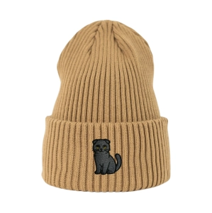 Haftowana czapka beanie - KOT SZKOCKI ZWISŁOUCHY