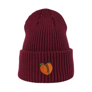 Haftowana czapka beanie - BRZOSKWINIA