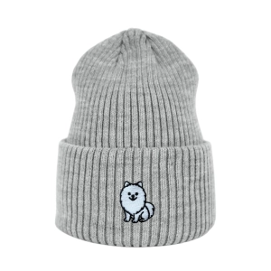 Haftowana czapka beanie - POMERANIAN BIAŁY