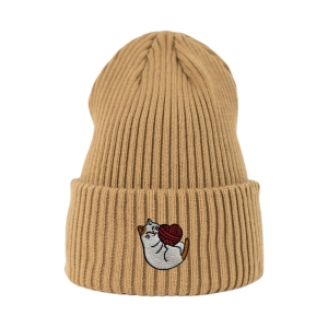 Haftowana czapka beanie - KOTEK Z WEŁNĄ