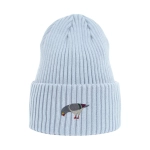 Haftowana czapka beanie - GOŁĄB