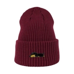 Haftowana czapka beanie - ŚPIĄCY CZARNY JAMNIK