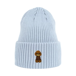 Haftowana czapka beanie - PUDEL W SWETERKU