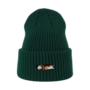 Haftowana czapka beanie - ŚPIĄCY BASSET