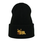 Haftowana czapka beanie - ŚPIĄCY BULDOG FRANCUSKI