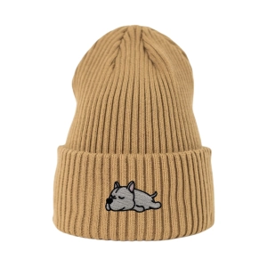 Haftowana czapka beanie - ŚPIĄCY PITBULL