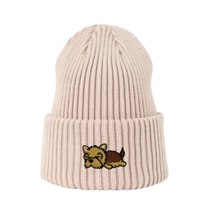 Haftowana czapka beanie - ŚPIĄCY YORKSHIRE