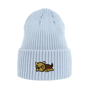 Haftowana czapka beanie - ŚPIĄCY YORKSHIRE