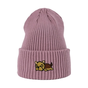 Haftowana czapka beanie - ŚPIĄCY YORKSHIRE