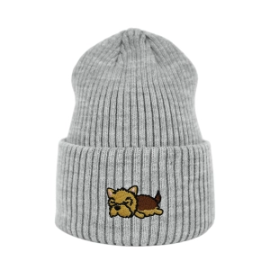 Haftowana czapka beanie - ŚPIĄCY YORKSHIRE