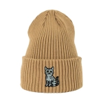 Haftowana czapka beanie - KOT DACHOWIEC SZARY