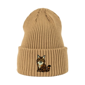 Haftowana czapka beanie - KOT MAINE COON