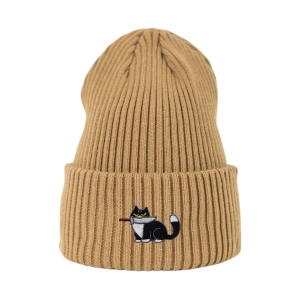 Haftowana czapka beanie - KOTEK Z MACZETĄ