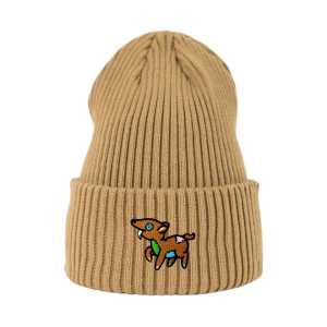Haftowana czapka beanie - MYSZOJELONEK W ŁATKI