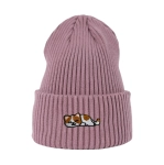 Haftowana czapka beanie - ŚPIĄCY KOTEK BIAŁO-RUDY