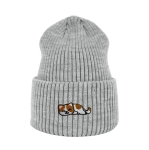 Haftowana czapka beanie - ŚPIĄCY KOTEK BIAŁO-RUDY