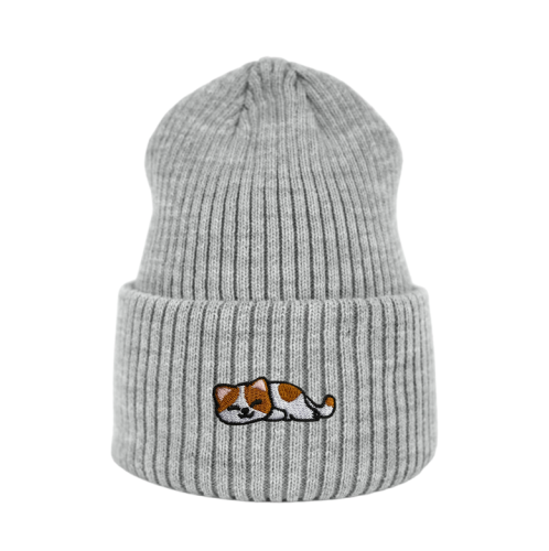 beanie_szarymelanz-spiacykotbialorudy.png