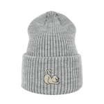 Haftowana czapka beanie - BIAŁY KOTEK