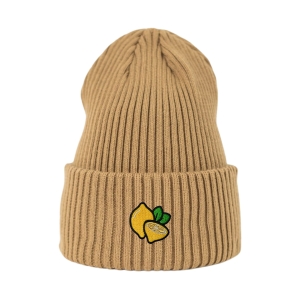 Haftowana czapka beanie - CYTRYNA