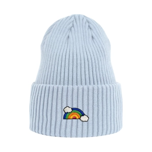 Haftowana czapka beanie - TĘCZA