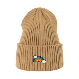 Haftowana czapka beanie - TĘCZA