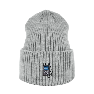Haftowana czapka beanie - SZARA MP3