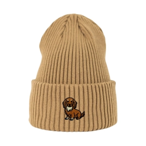 Haftowana czapka beanie - JAMNIK DŁUGOWŁOSY