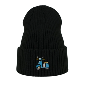 Haftowana czapka beanie - SKUTER NIEBIESKI
