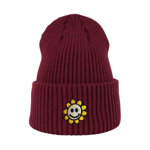 Haftowana czapka beanie - KWIATEK