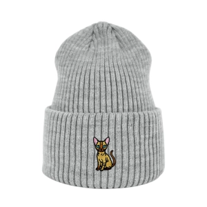 Haftowana czapka beanie - KOT SFINKS