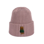 Haftowana dziecięca czapka beanie - ZIMOWY RUDY KOTEK