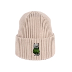Haftowana dziecięca czapka beanie - ZIMOWY BIAŁY KOTEK