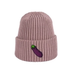 Haftowana dziecięca czapka beanie - BAKŁAŻAN