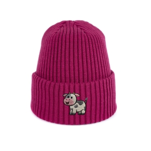 Haftowana dziecięca czapka beanie - KROWA BAJKA