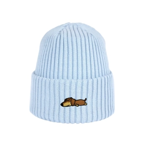 Haftowana dziecięca czapka beanie - ŚPIĄCY JAMNIK