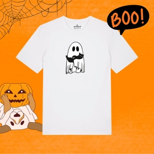 Koszulka z nadrukiem DUSZEK I LEŻĄCY KOTEK - HALLOWEEN