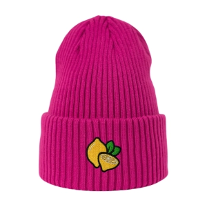 Haftowana czapka beanie - CYTRYNA