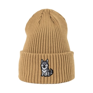Haftowana czapka beanie - WILK