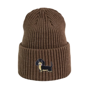 Haftowana czapka beanie - CZARNY JAMNIK