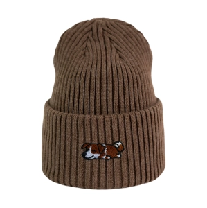 Haftowana czapka beanie - ŚPIĄCY BRĄZOWY BORDER COLLIE