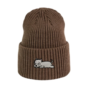 Haftowana czapka beanie - ŚPIĄCY WESTIE