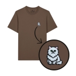 Haftowany T-shirt KOT PERSKI BIAŁY