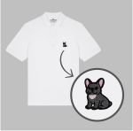 Męska haftowana koszulka polo BULDOG FRANCUSKI SZARY