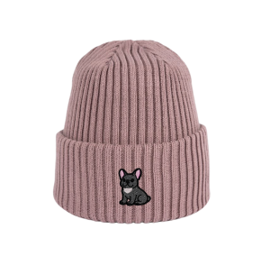 Haftowana dziecięca czapka beanie - BULDOG FRANCUSKI SZARY
