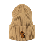 Haftowana czapka beanie - PUDEL BRĄZOWY