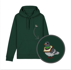 Haftowana bluza z kapturem GOŁĄB Z CHLEBEM