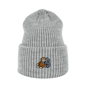 Haftowana czapka beanie - PUNCH Z PLUSZAKIEM
