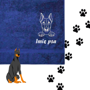 Ręcznik dla pieska - DOBERMAN + personalizacja